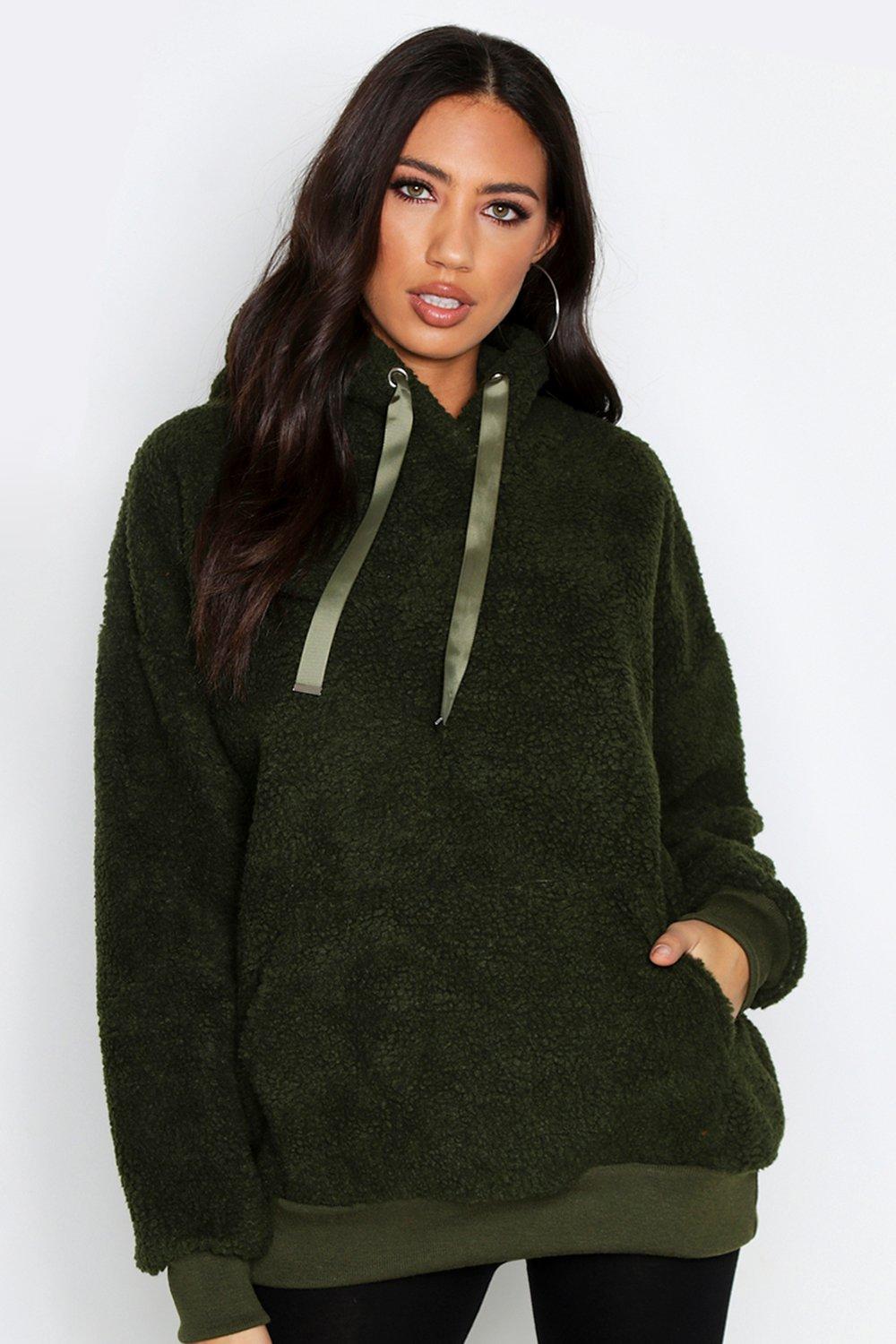 

Fit Толстовка с капюшоном из искусственного меха, Khaki