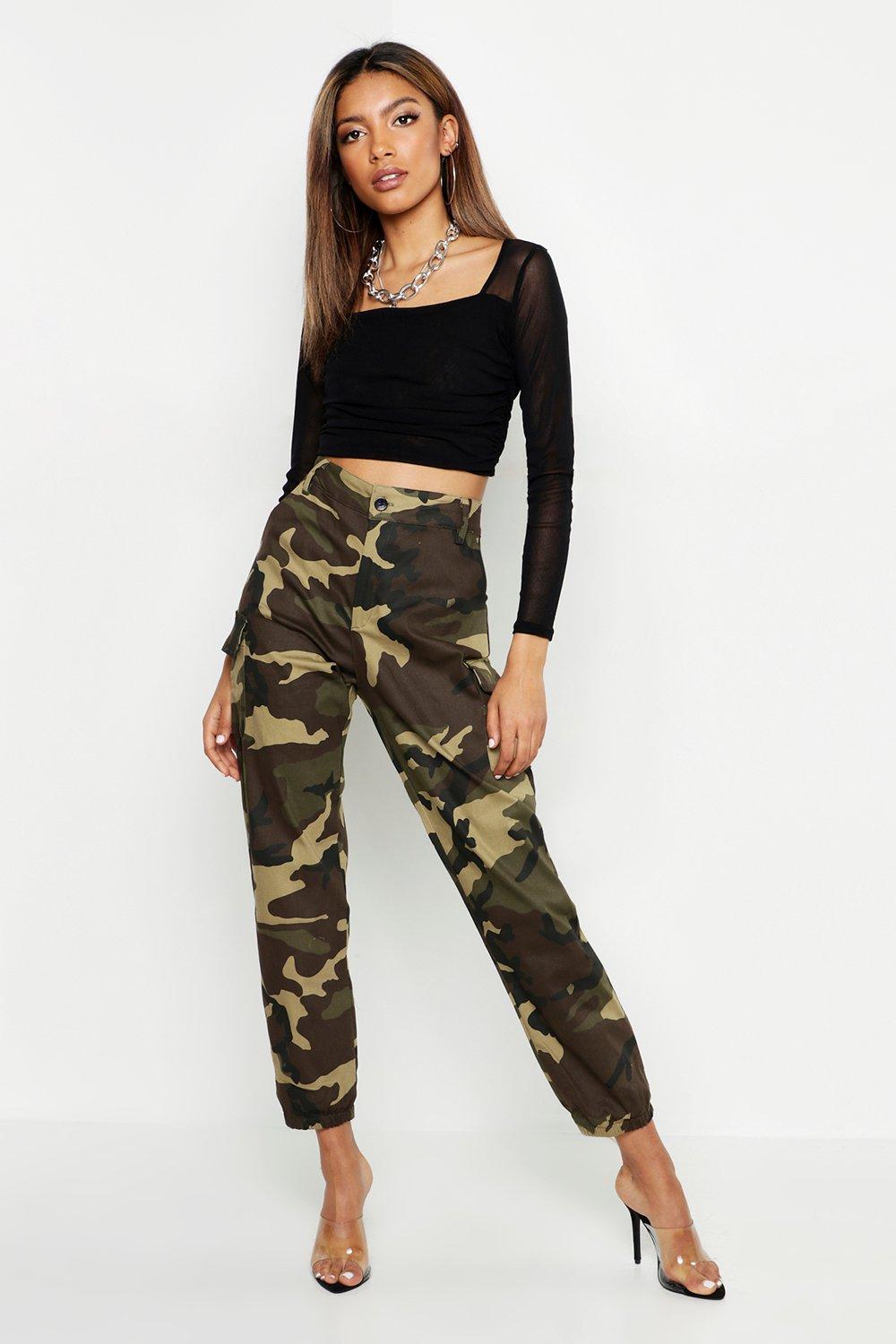 High Waist Camo Slouch Pants- JIBRI