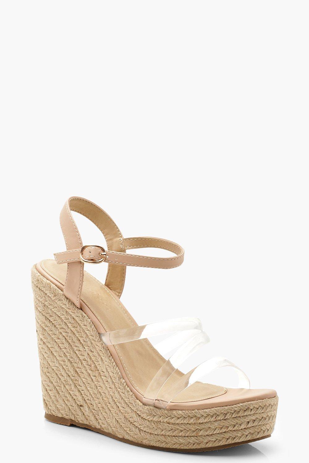 Clear Strap Espadrille Wedges | Boohoo