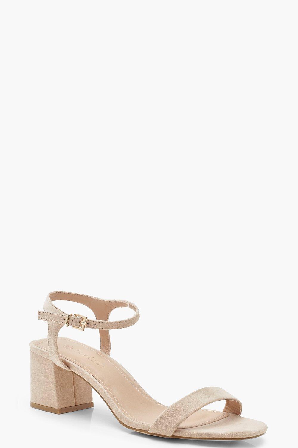 nude low block heels