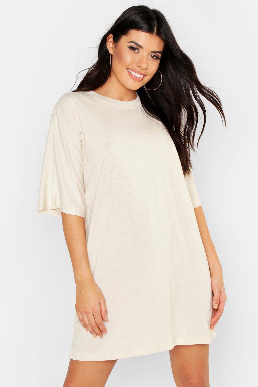 

Cotton Batwing Oversized T-Shirt Dress, Ecru