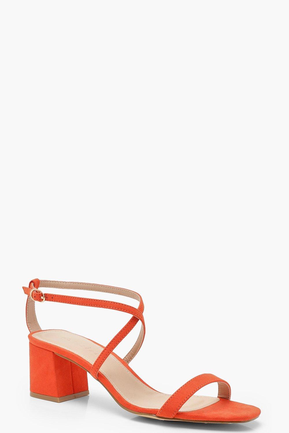 

Cross Strap Low Block Heels, Orange