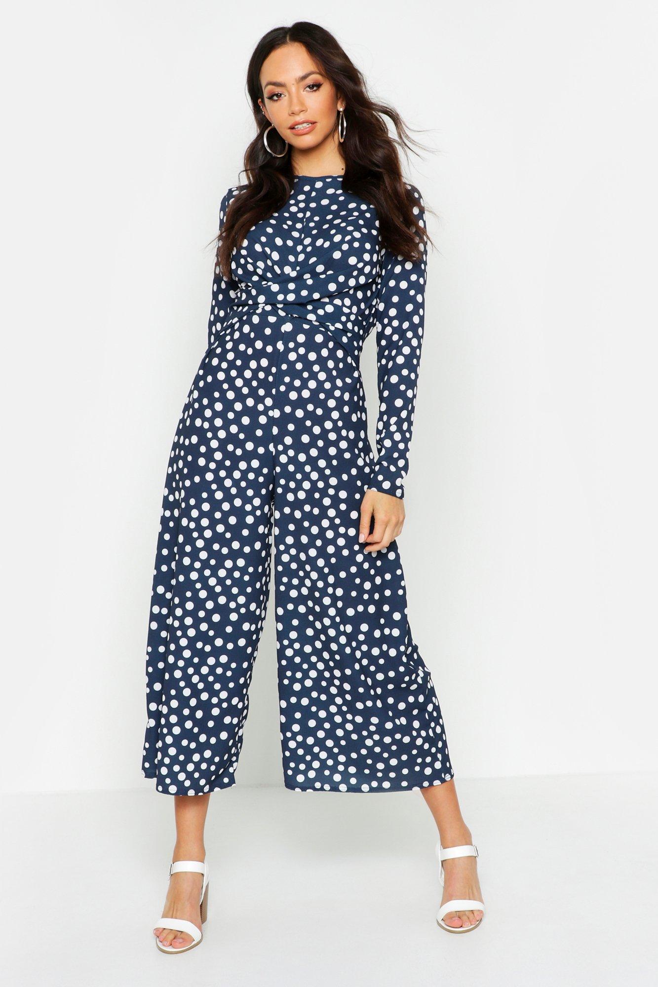 navy polka dot playsuit