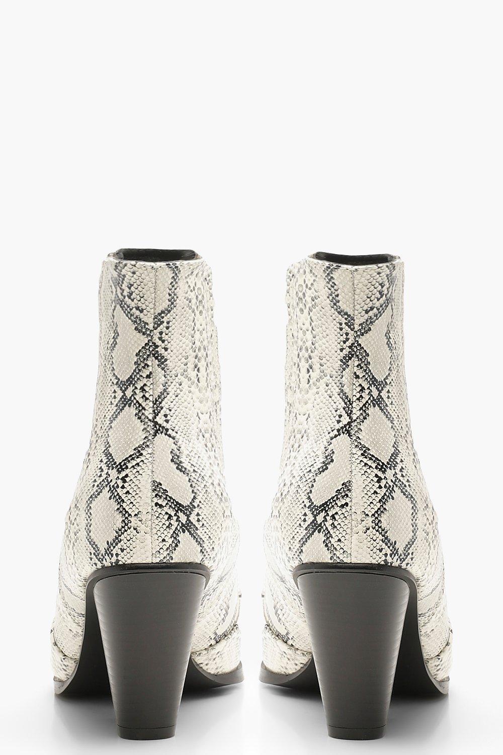 snake print ankle boots