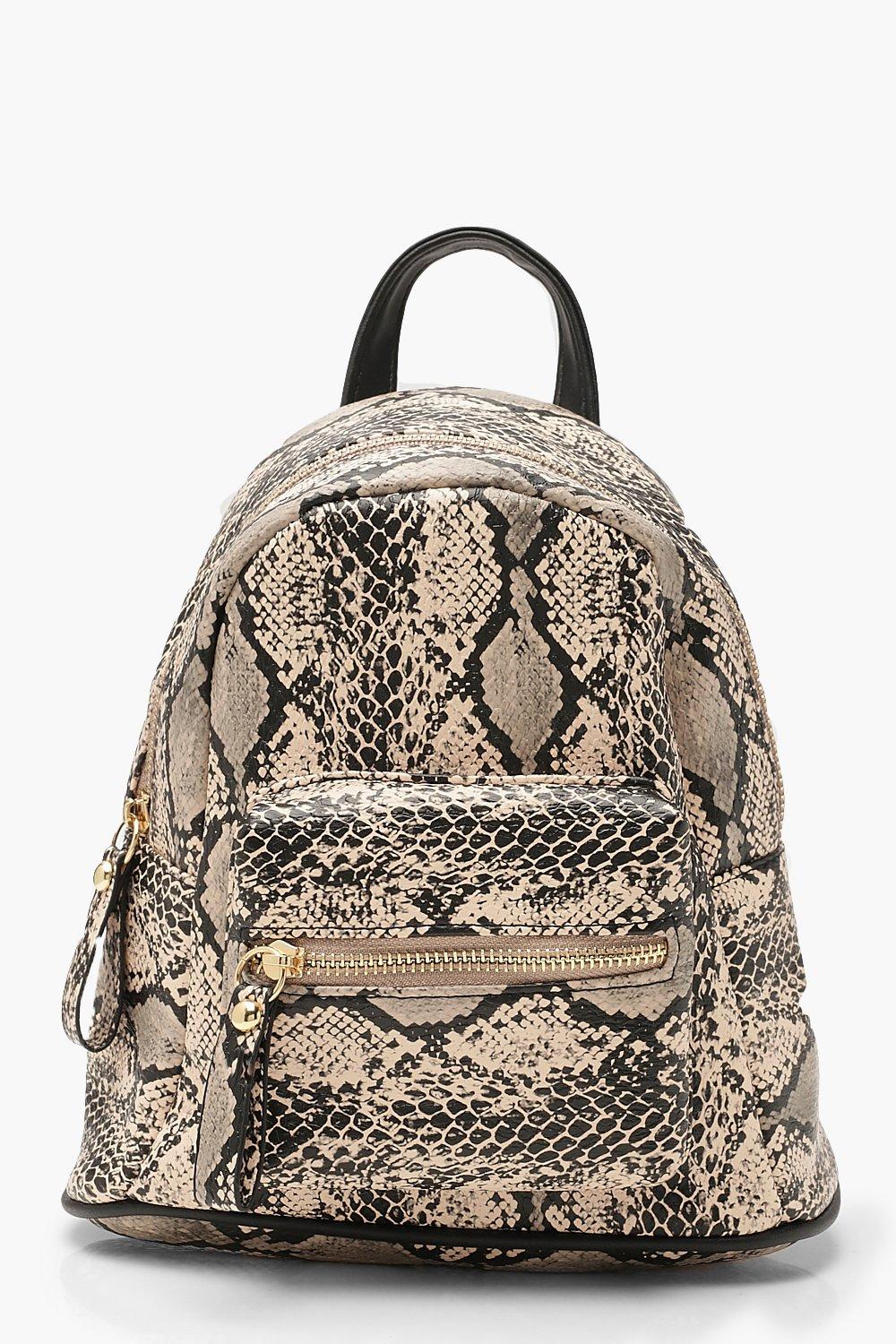 

Мини-рюкзак со змеиным принтом, Cream