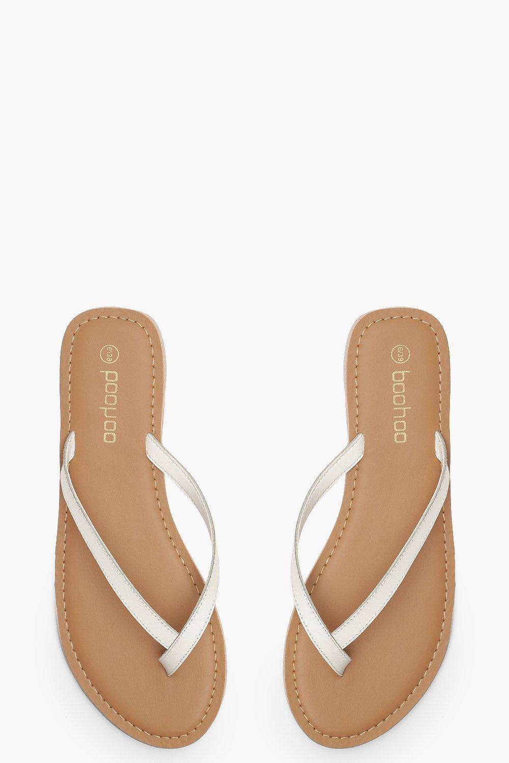Leather Thong Sandals | boohoo