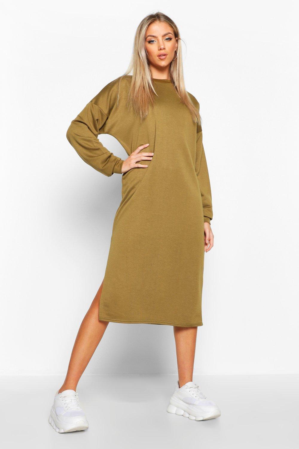 

Спортивное платье миди с разрезом, Khaki