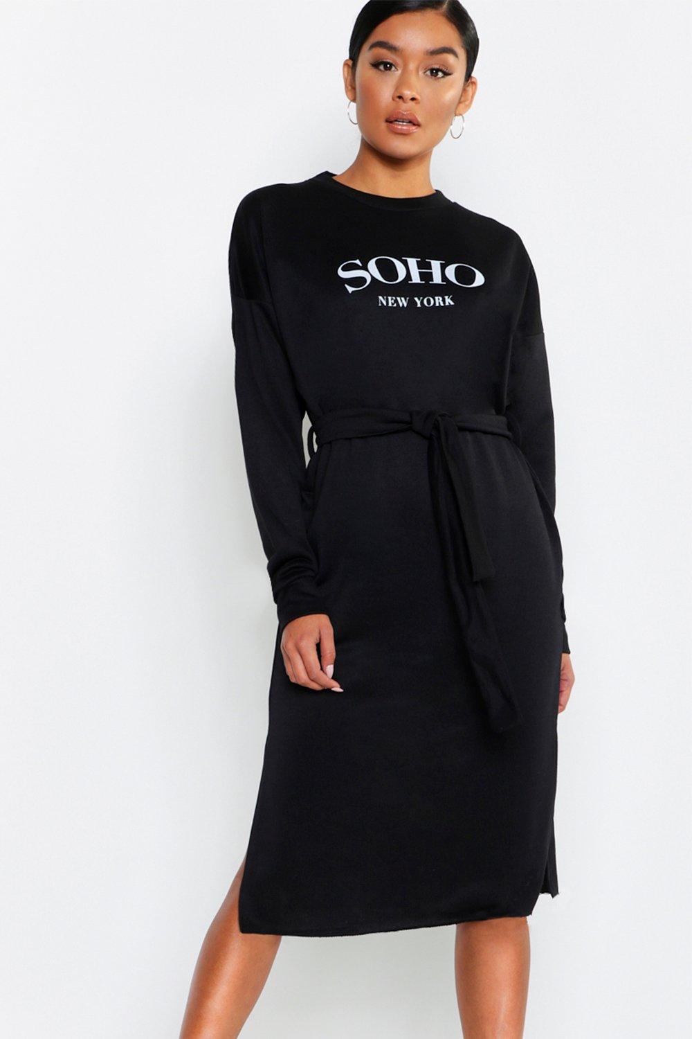 

Спортивное платье миди с поясом из той же ткани Soho, Black