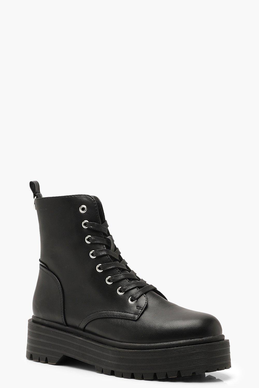 lace up chunky black boots