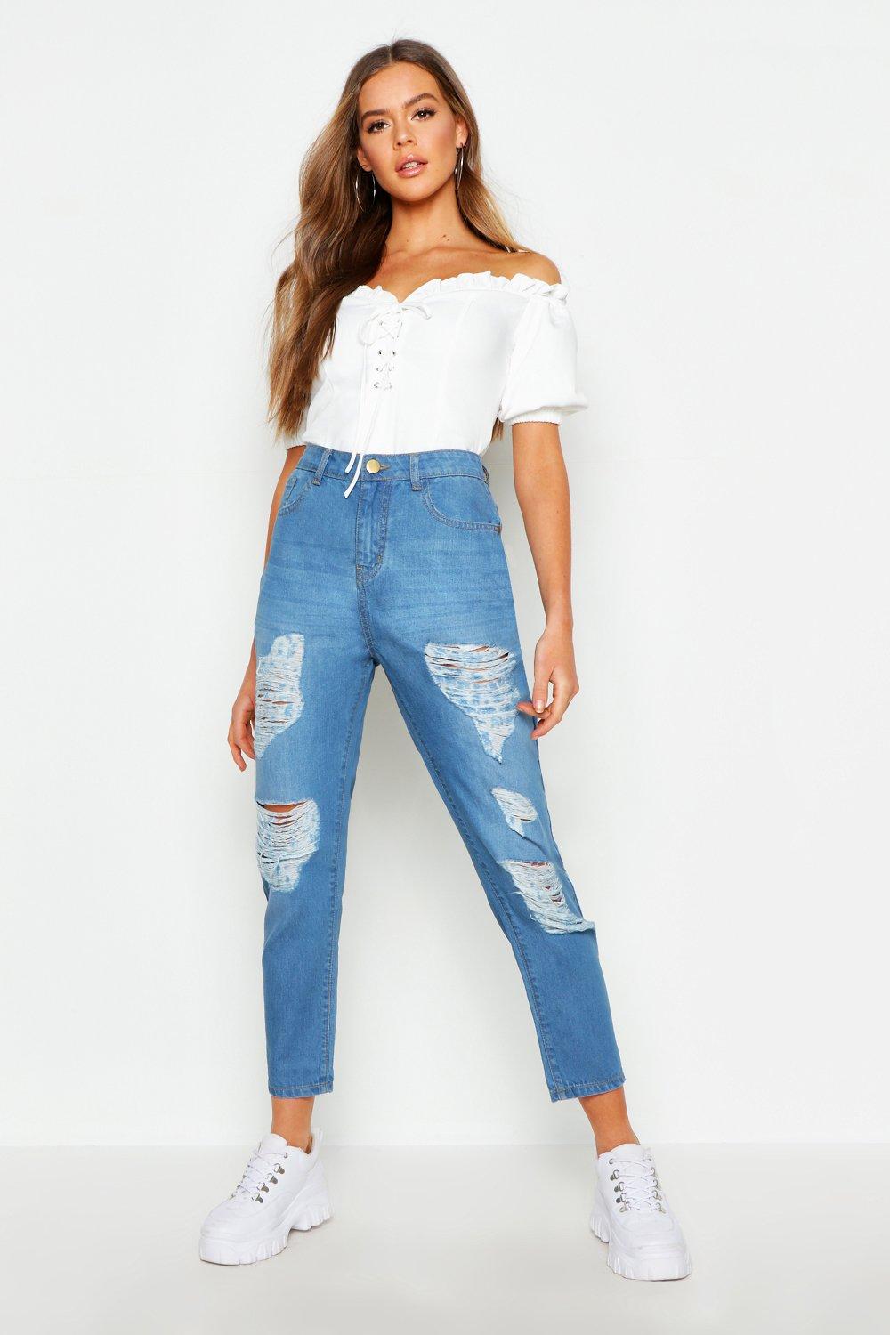 boohoo ripped boyfriend jeans