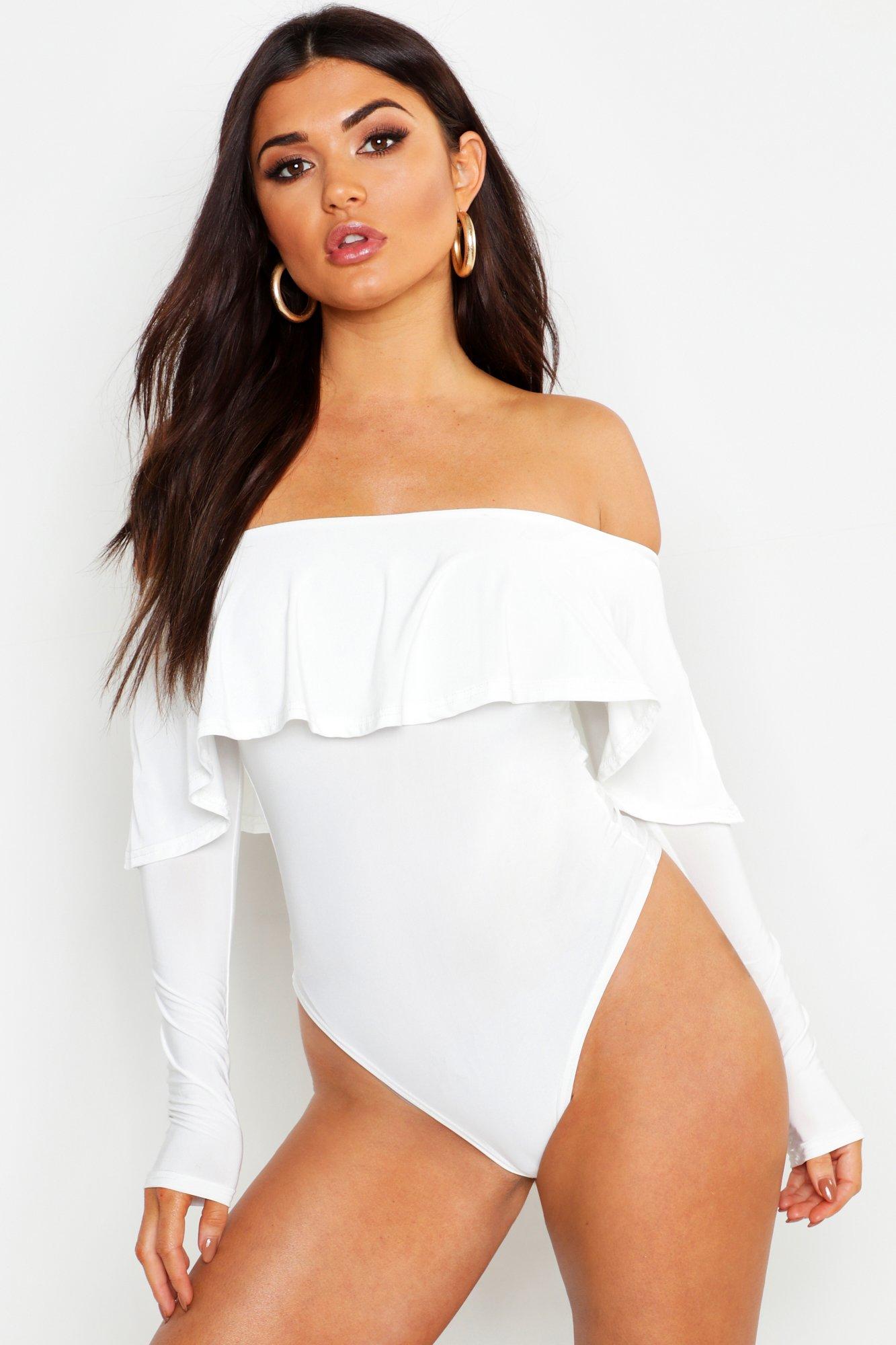 off the shoulder long sleeve bodysuit