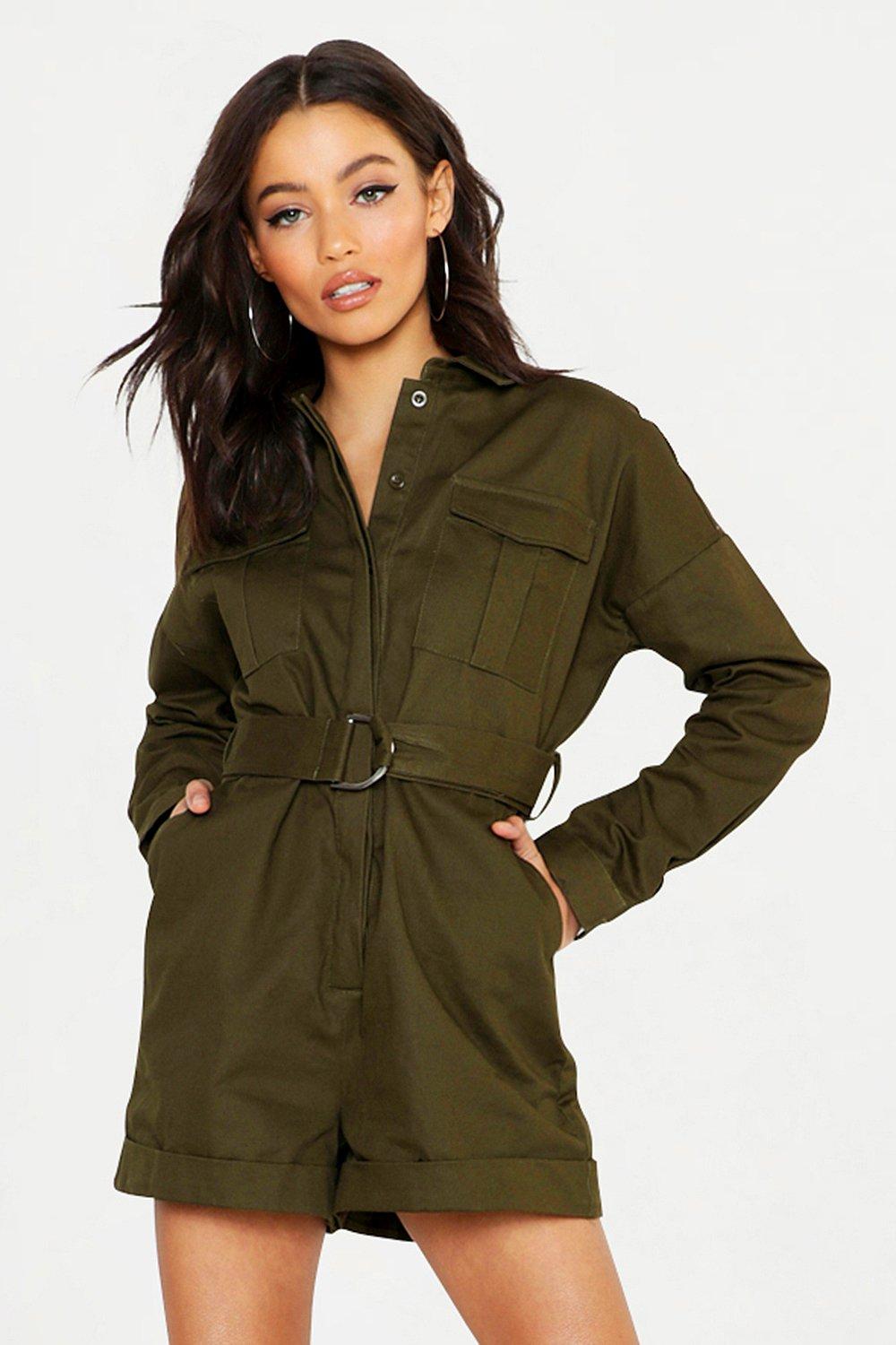 khaki boiler playsuit