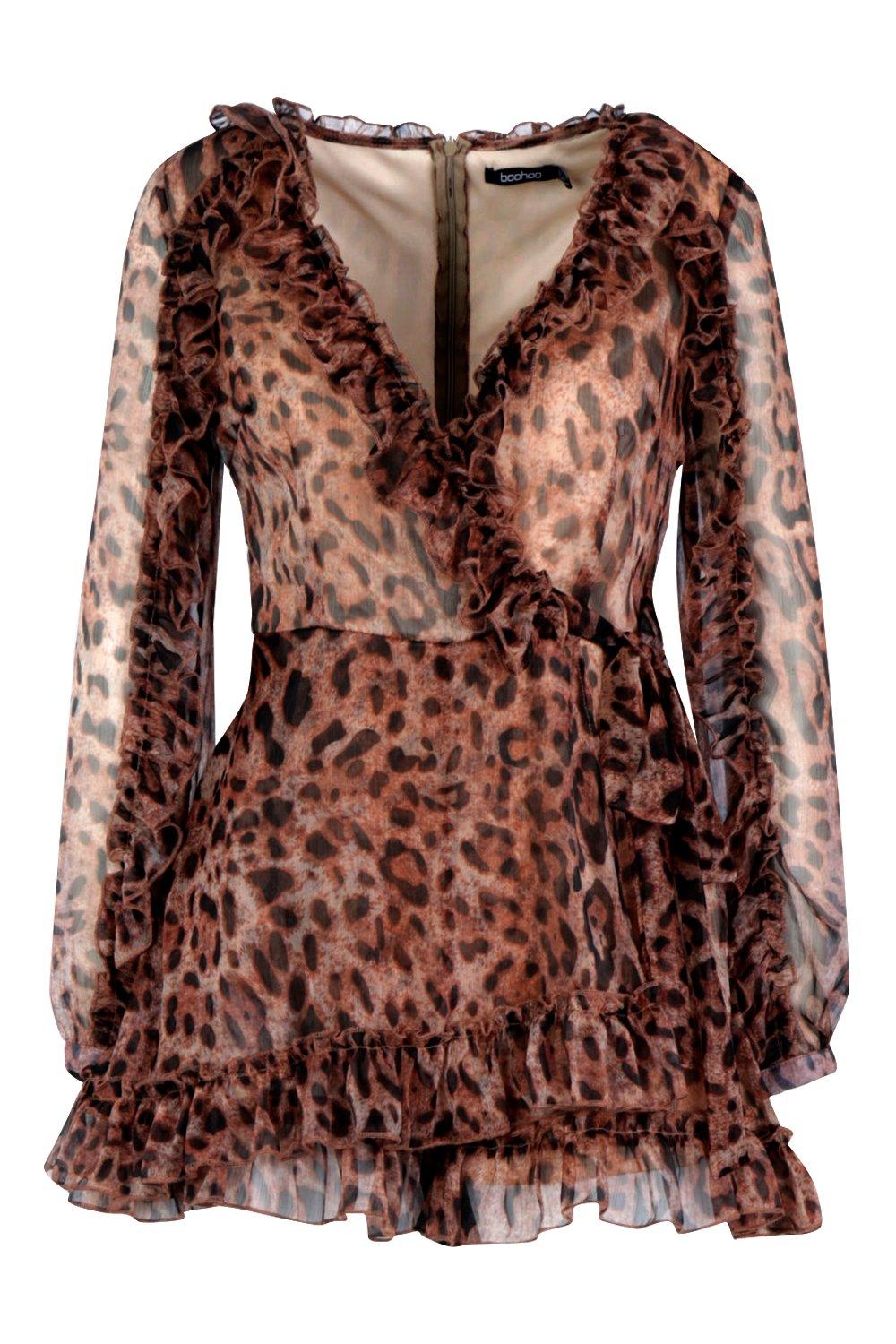 boohoo leopard playsuit