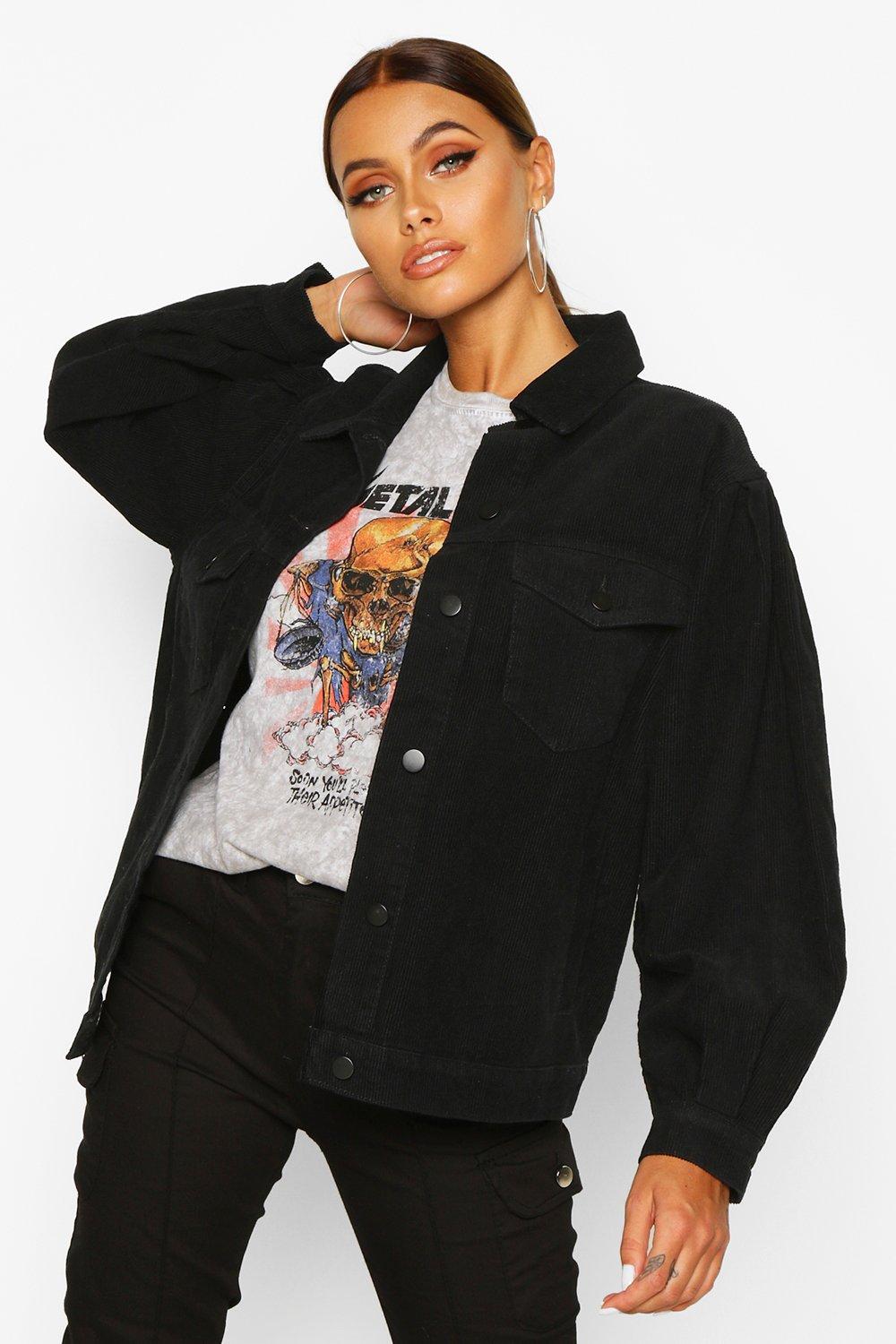 Cord Balloon Sleeve Jacket | Boohoo