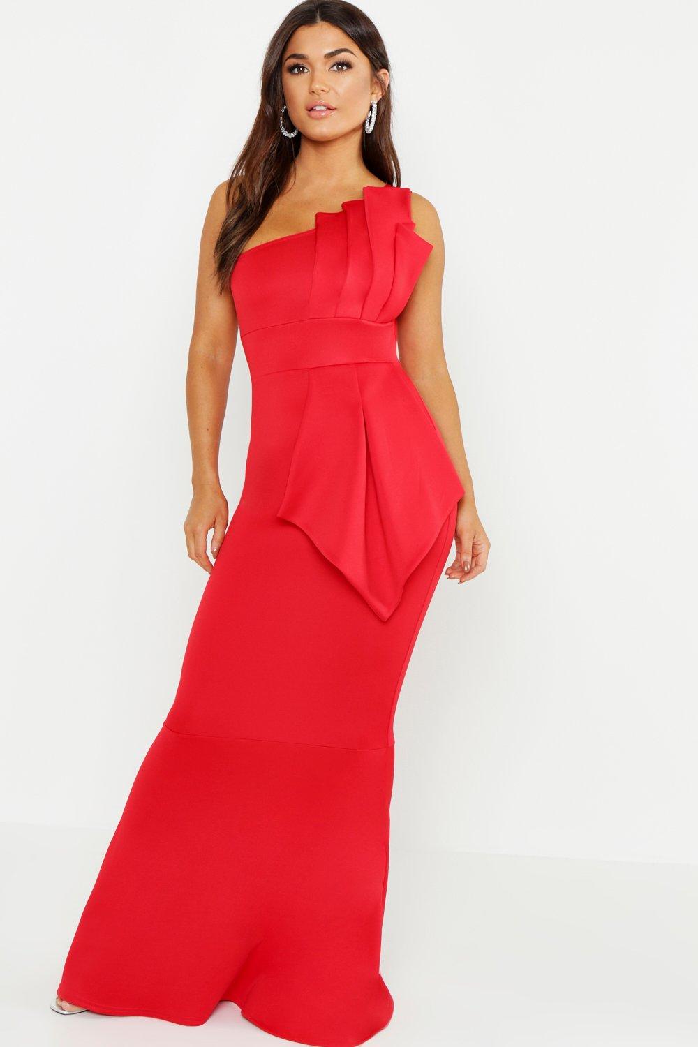 one shoulder fishtail maxi dress