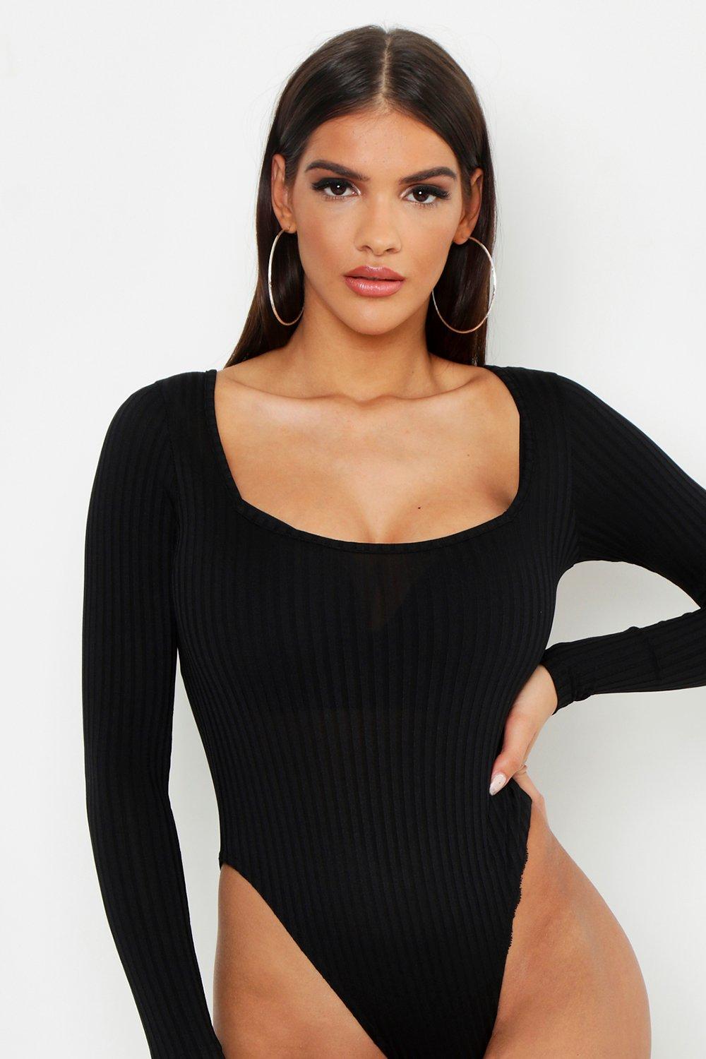 black square neck bodysuit