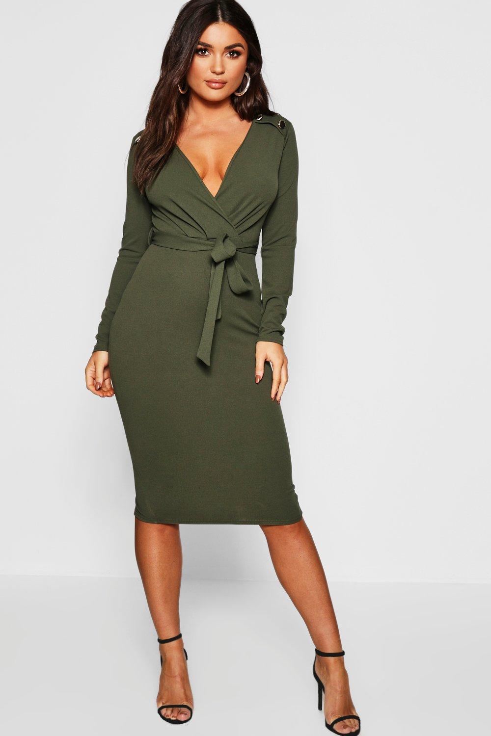 khaki midi dress