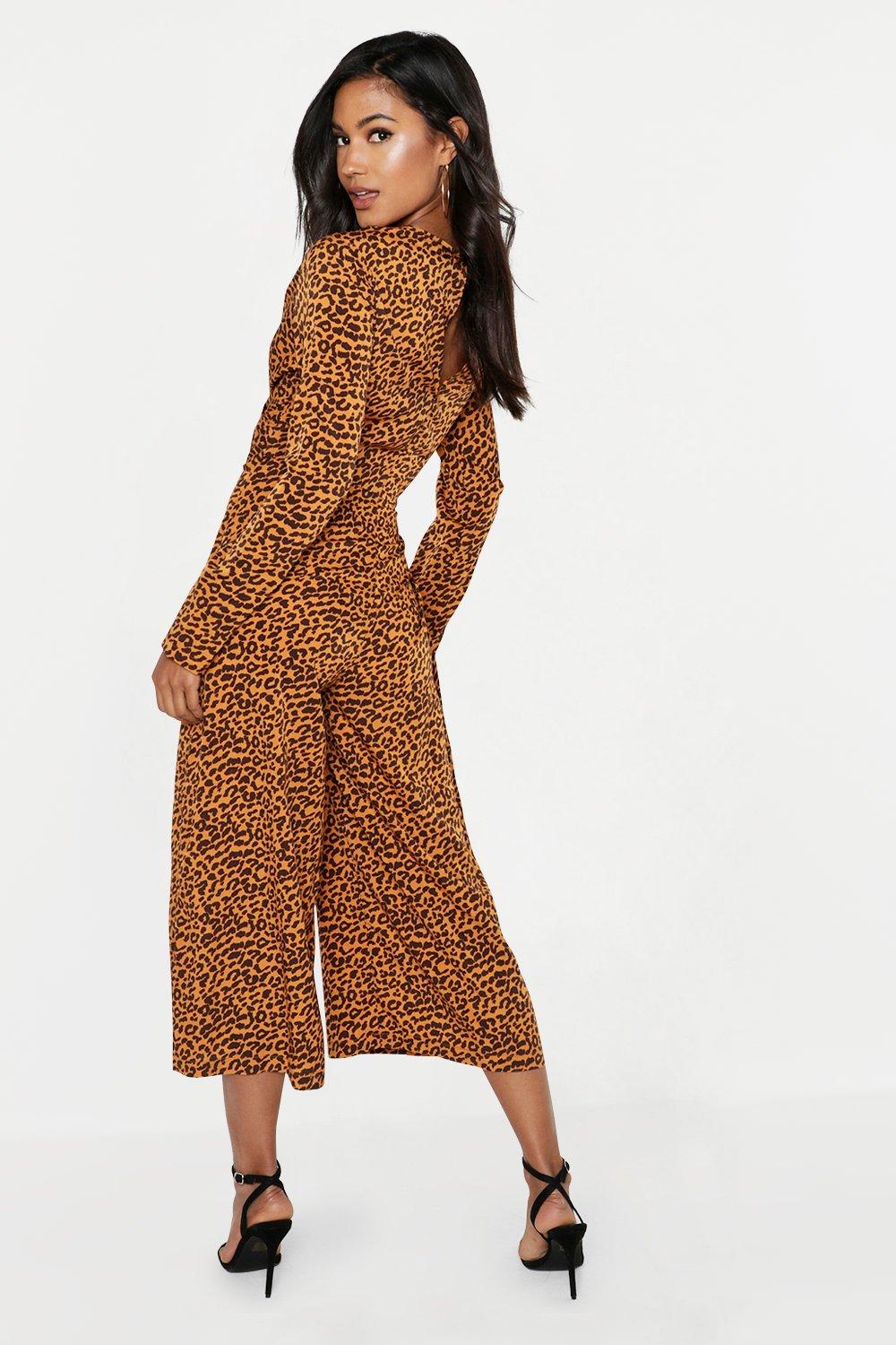 leopard print wrap jumpsuit