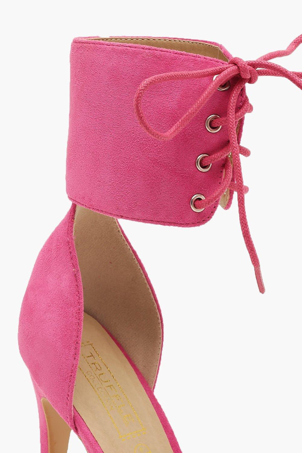 

Шнуровкой на каблуках из двух частей с ремешком на щиколотке, Pink
