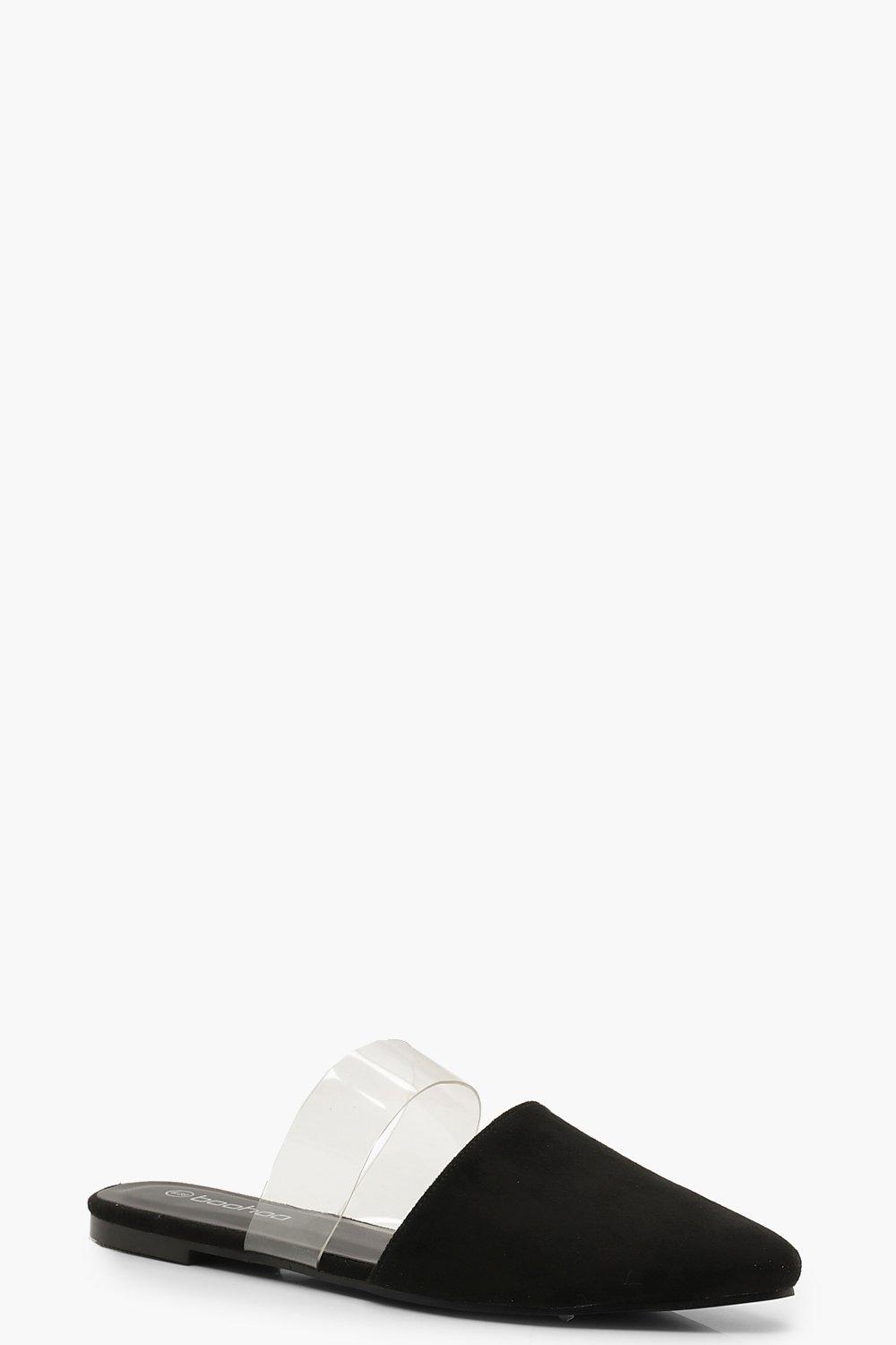 black and clear flats