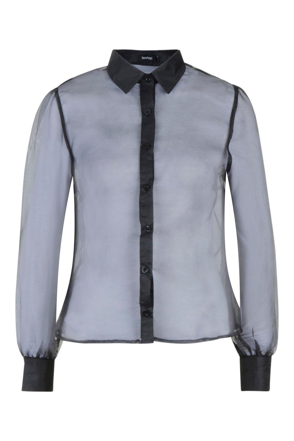 

Блуза с длинными рукавами из органзы, Black