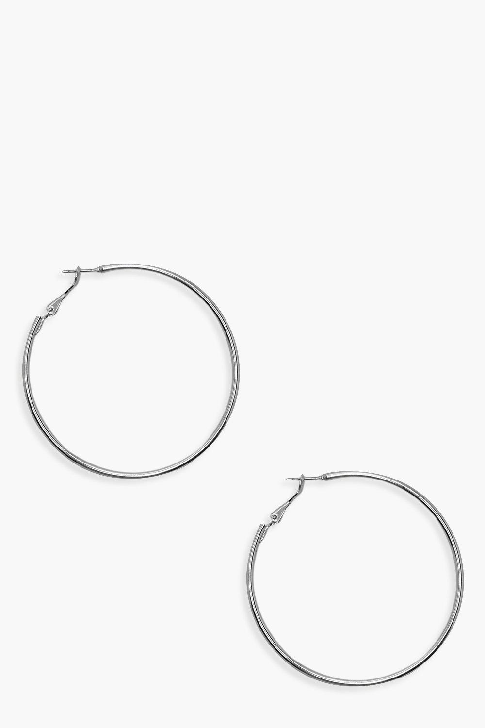 Womens 6Cm Hoop Earrings - Grey - One Size, Grey