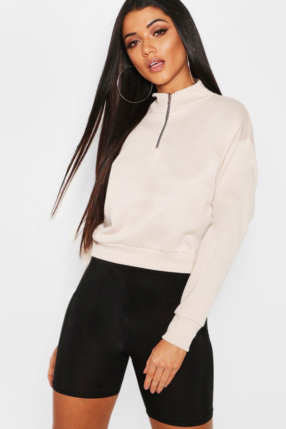 cropped zip sweat