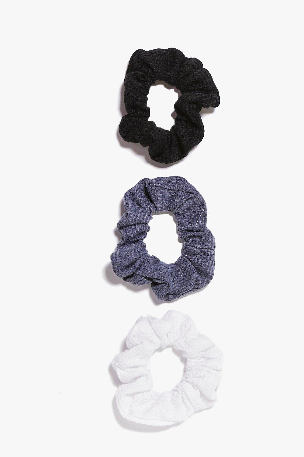 Click to view product details and reviews for Womens 3 Pack Textured Scrunchies Black One Size Black.