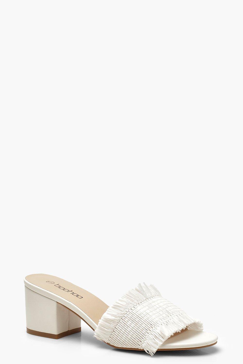 white high heel mules