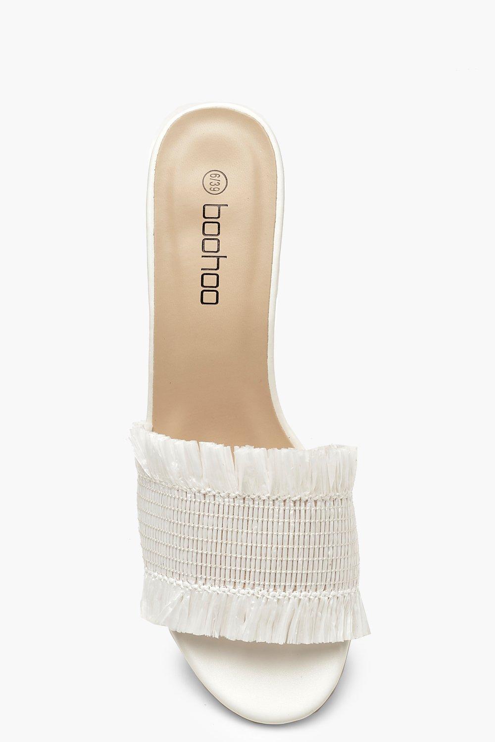 woven block heel mules