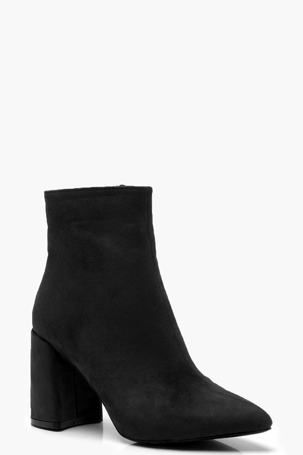 Womens Block Heel Sock Boots - Black - 8, Black