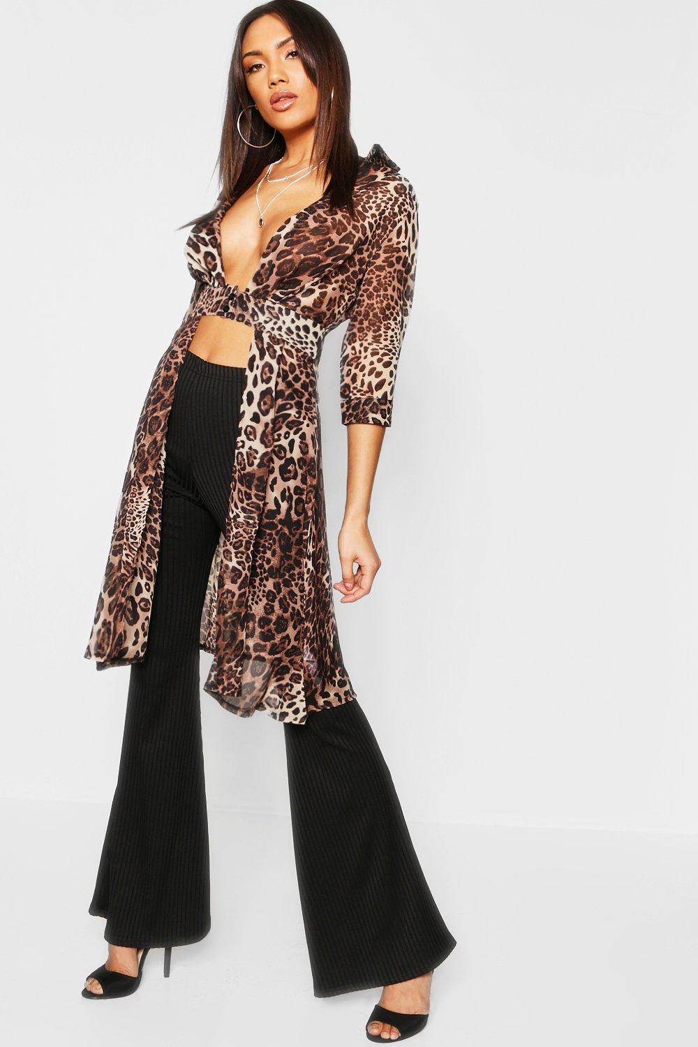 plunge neck split maxi shirt