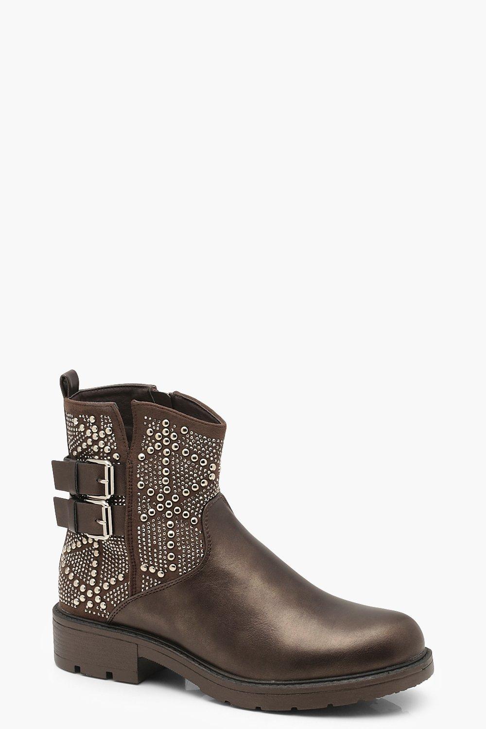 

Cut Work ботинки в байкерском стиле с заклепками, Grey
