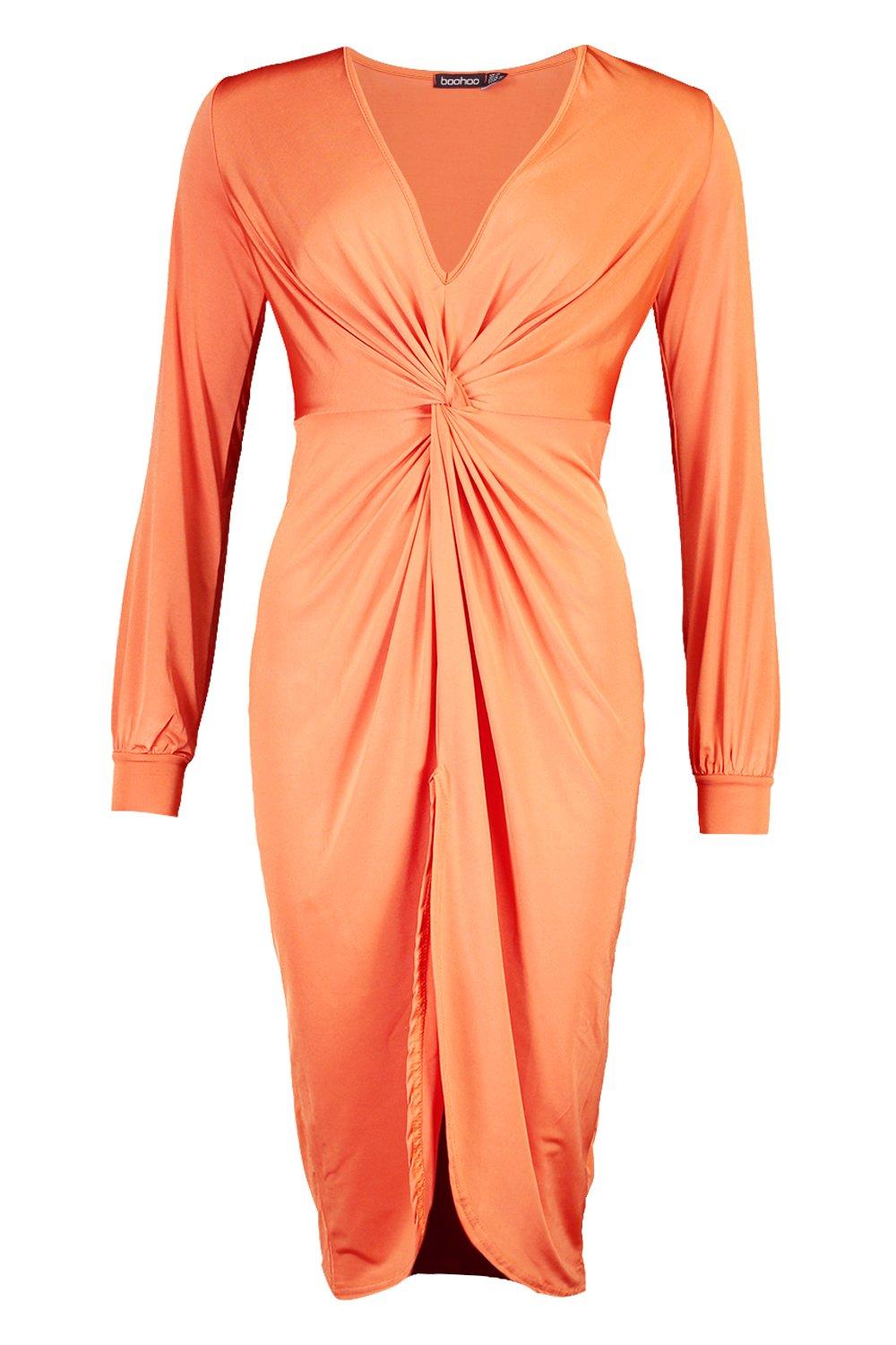 disco slinky twist front wrap dress