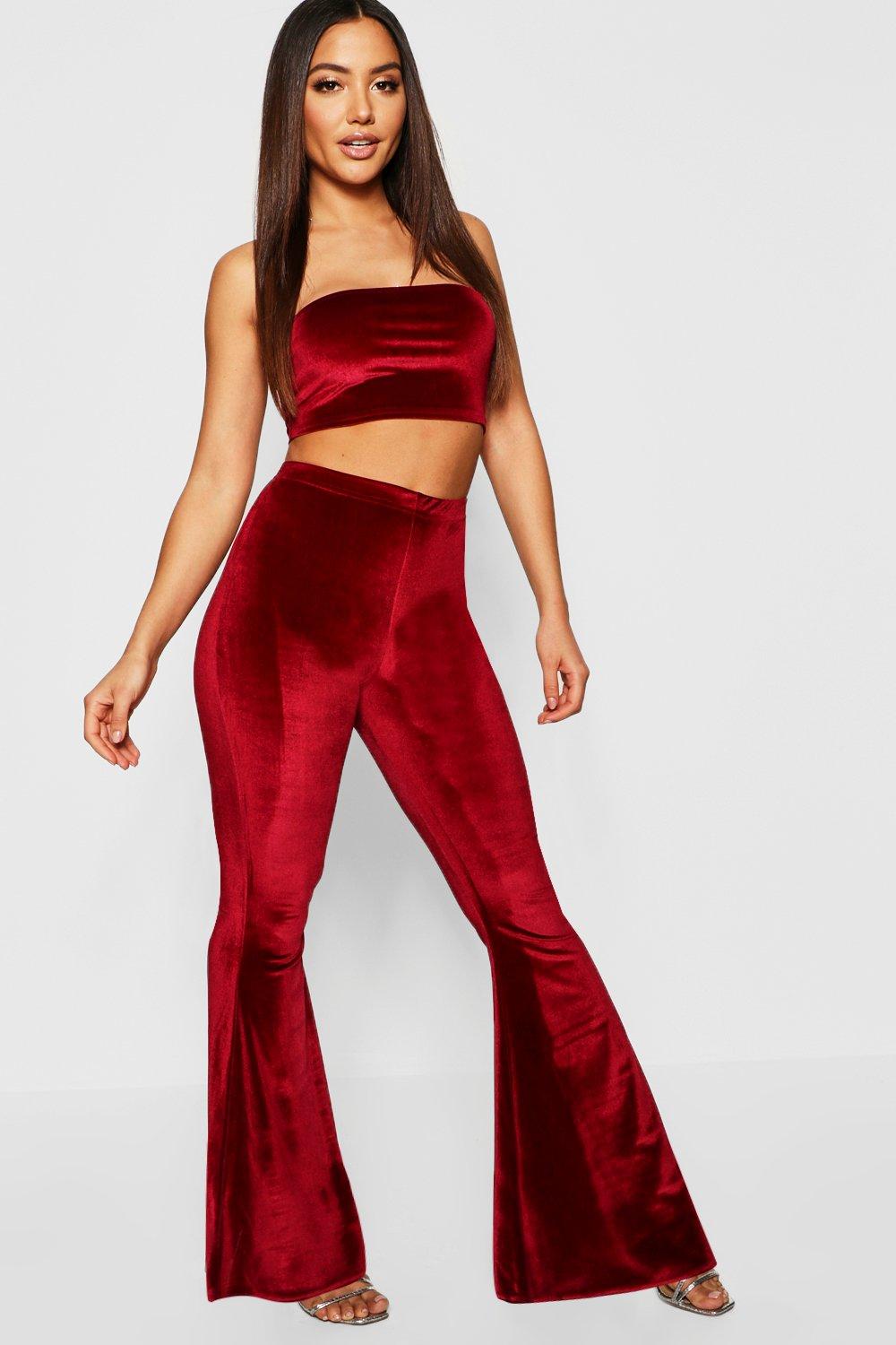 velvet flared pants