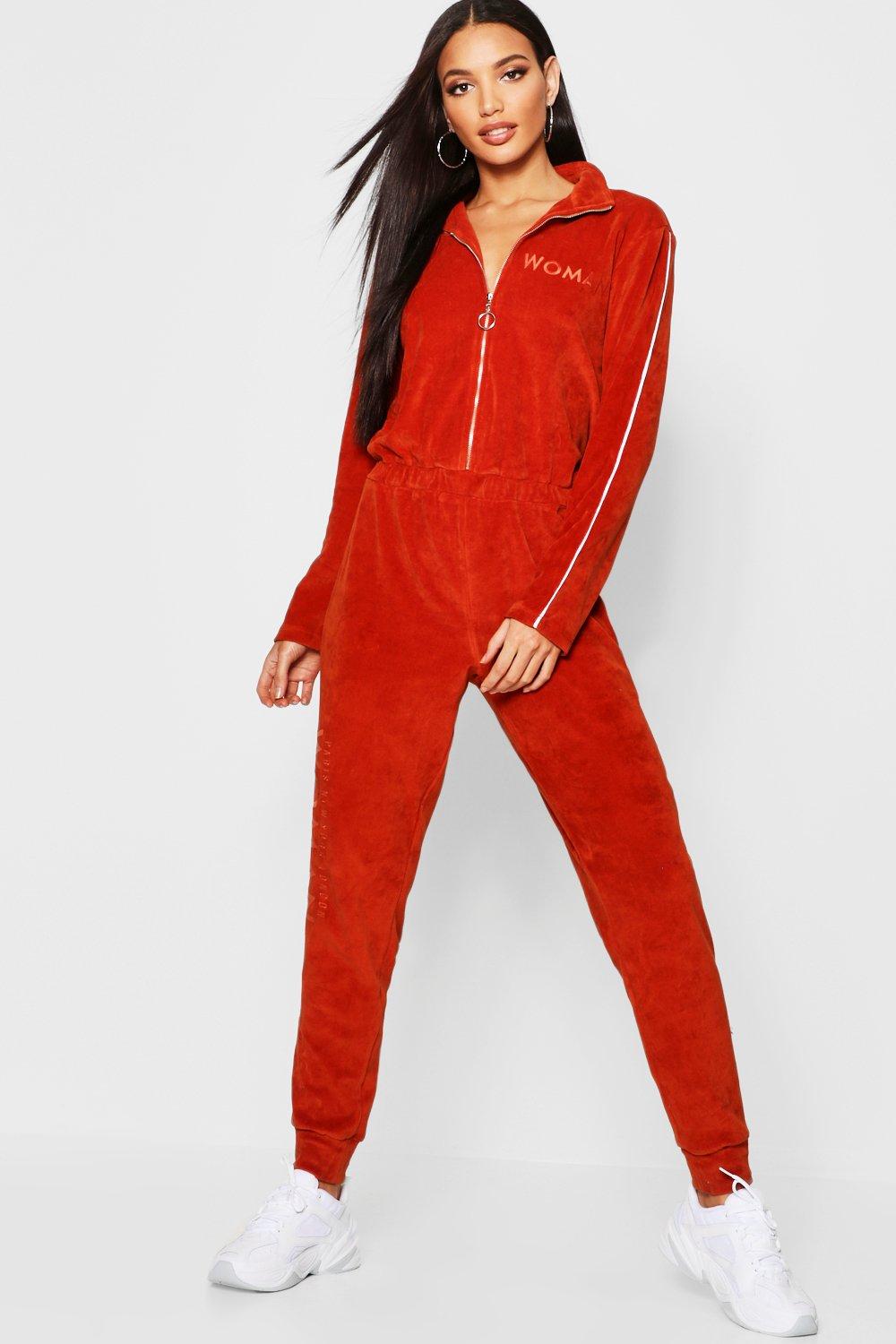 women's velour jumpsuit