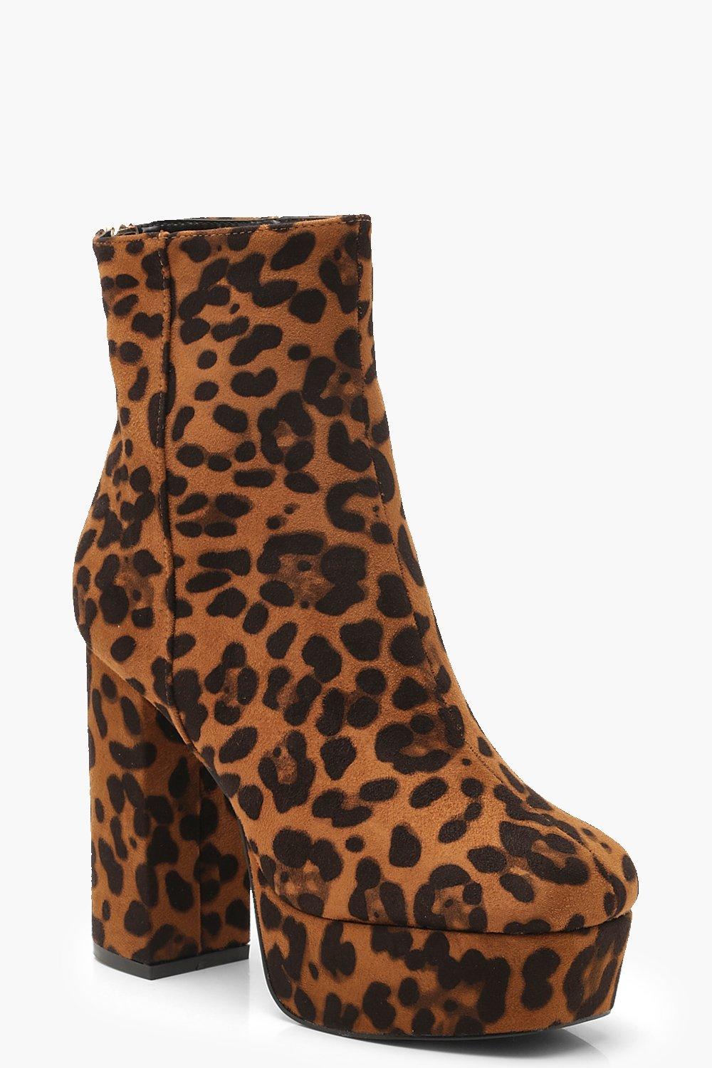 leopard platform boots