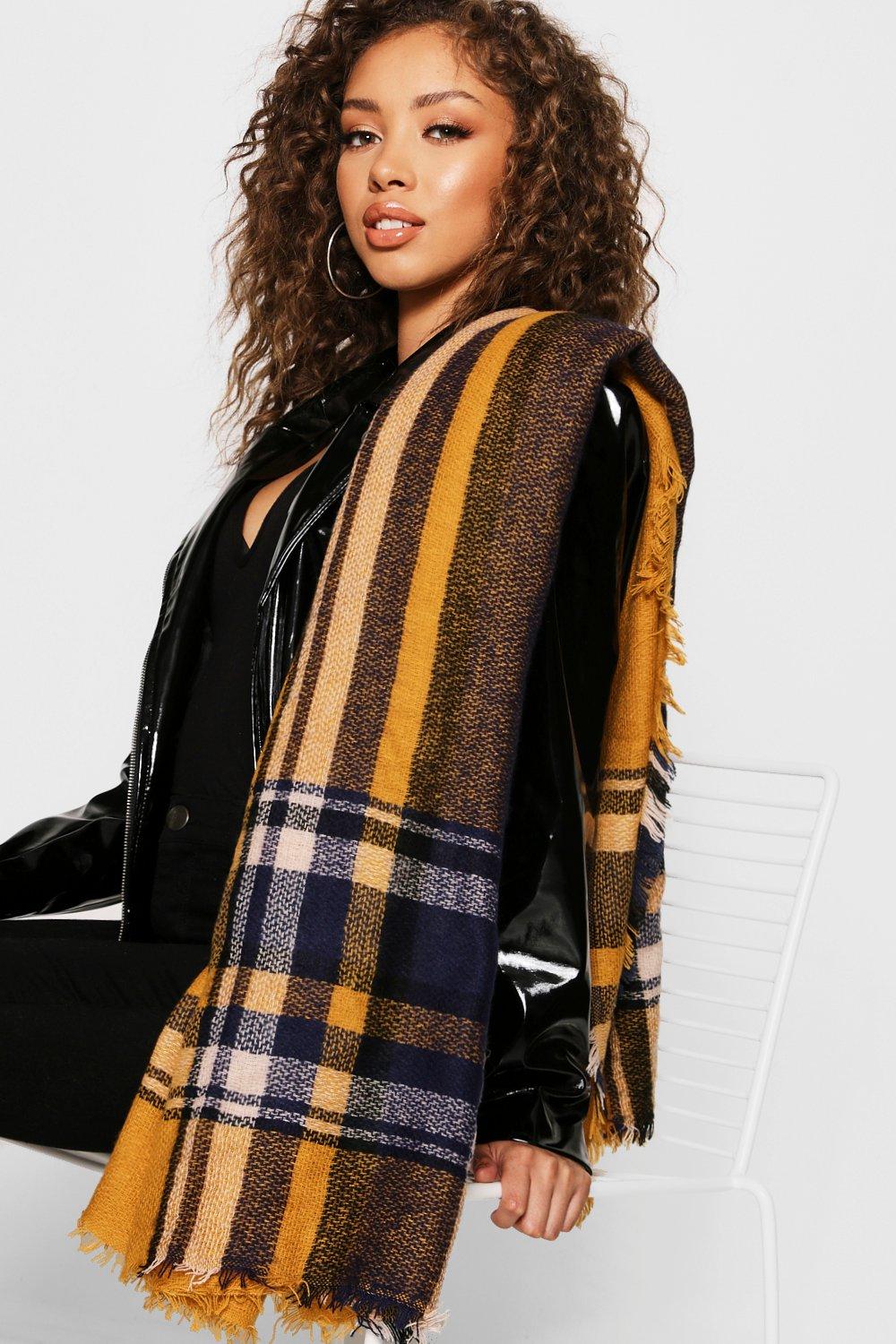 mustard check scarf