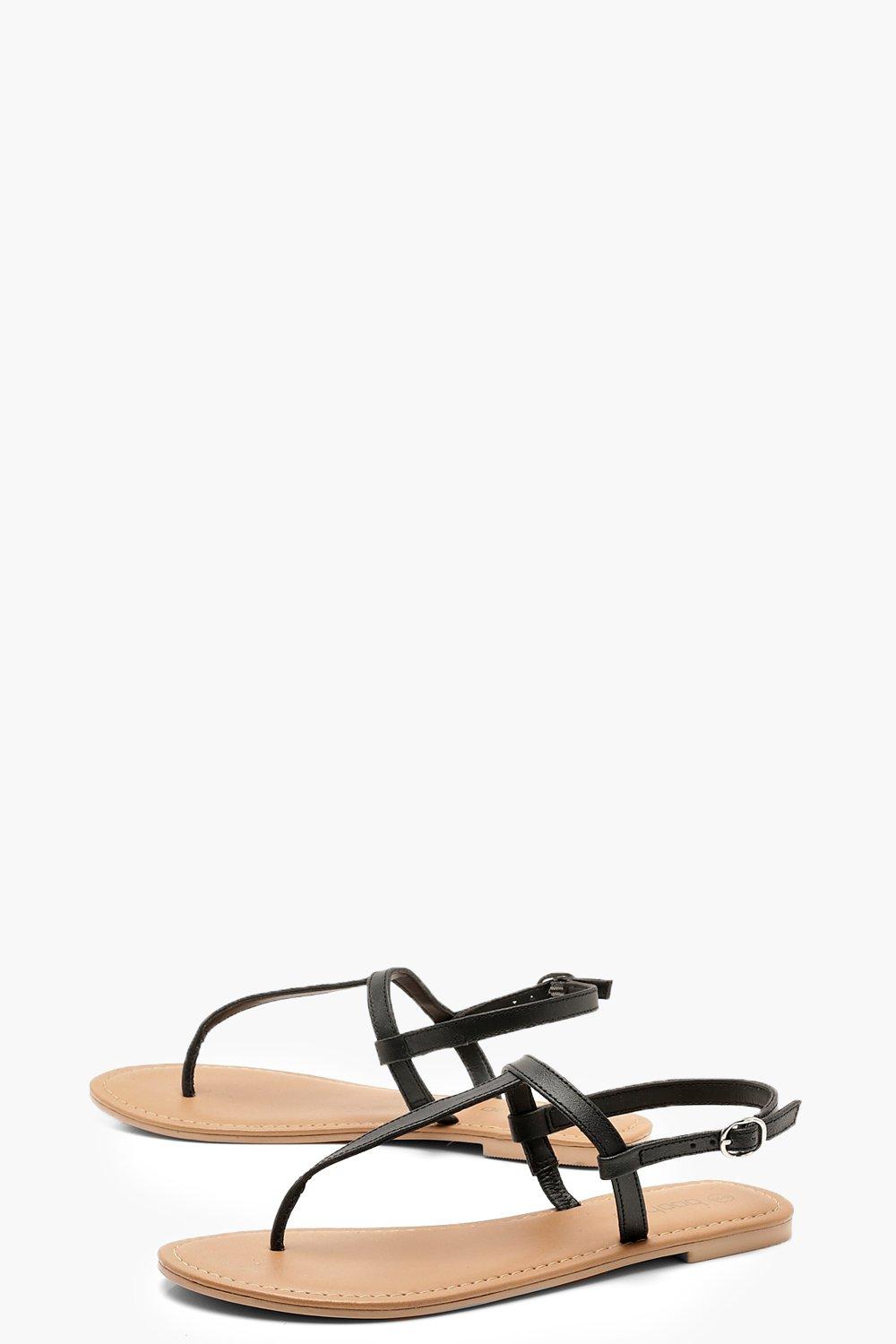 

Кожаные сандалии Boutique с ремешками с закругленным мыском, Black