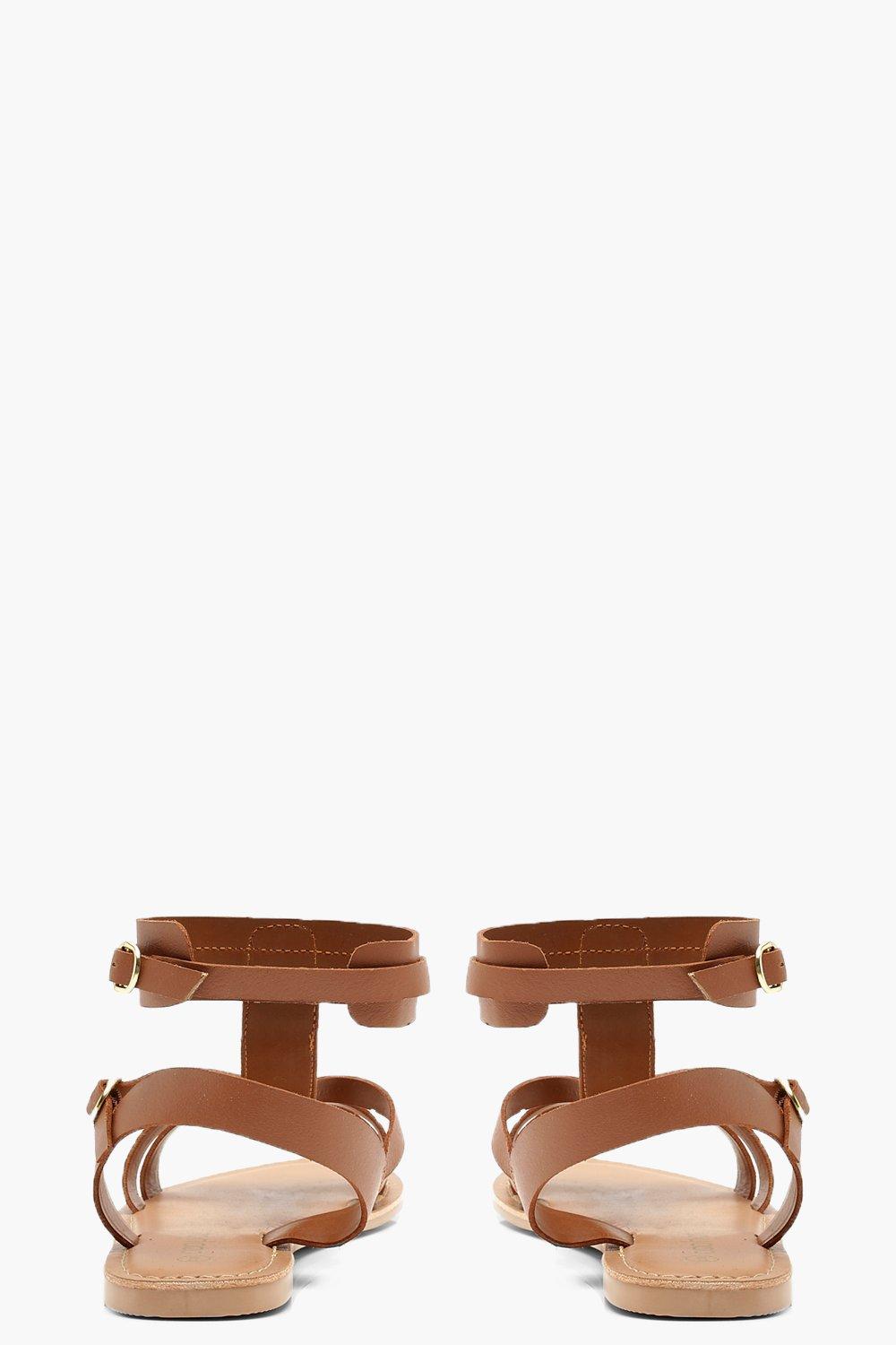 

Кожаные гладиаторские сандалии Boutique с множеством ремешков, Tan