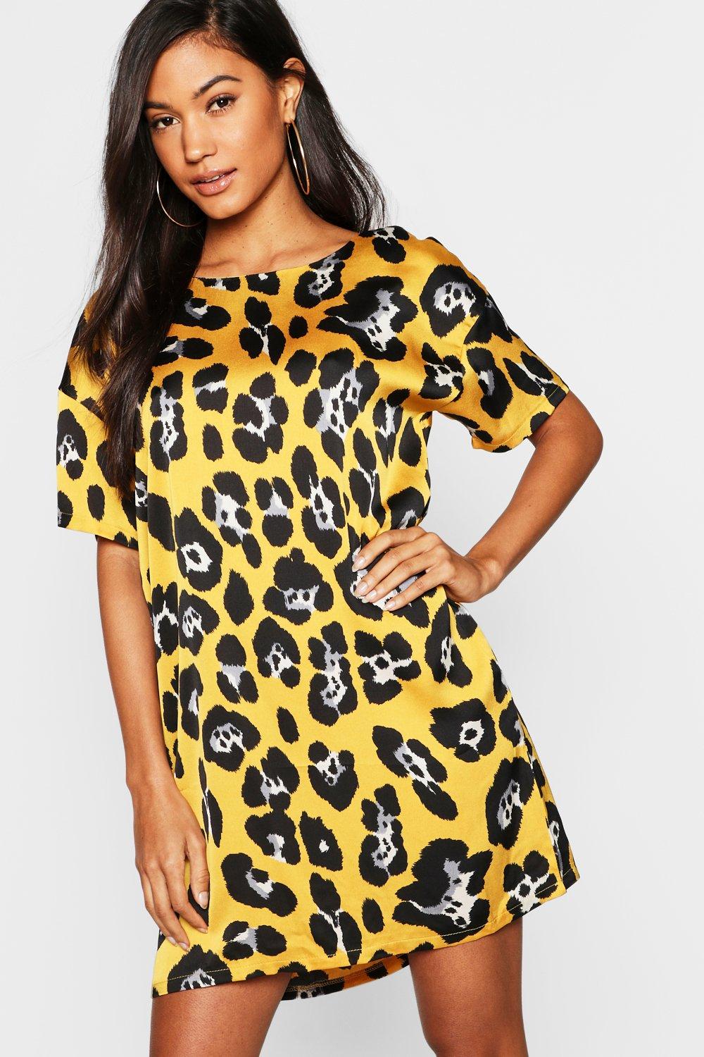 mustard animal print dress
