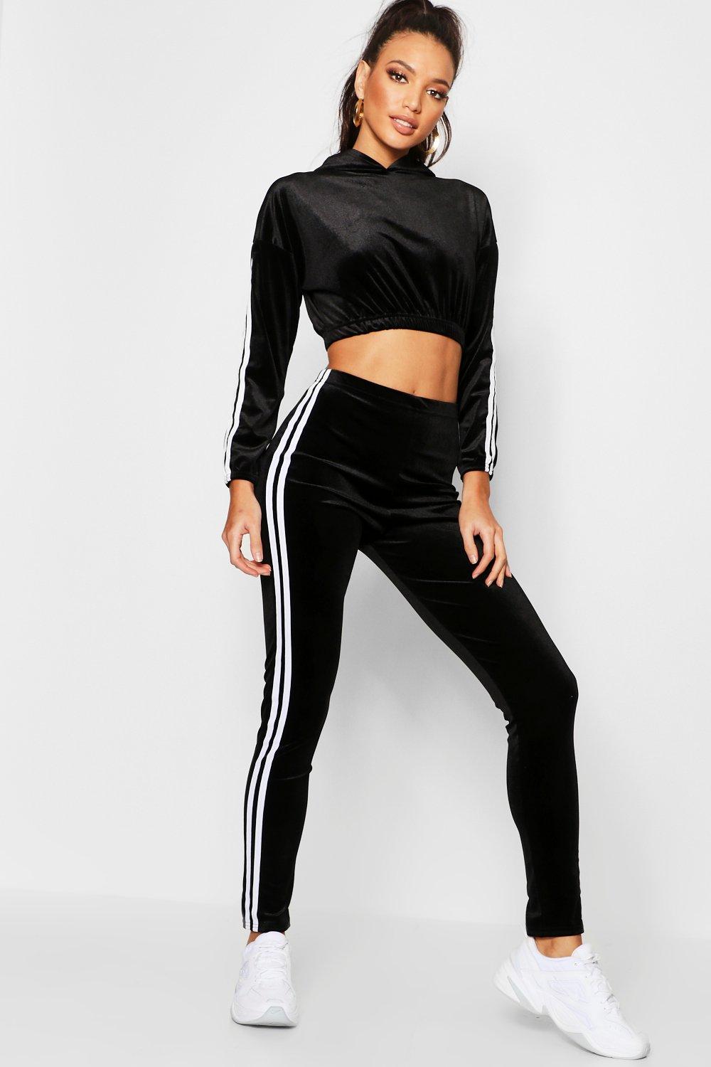 

Stripe Side Velvet Trouser Co-Ord Set, Black