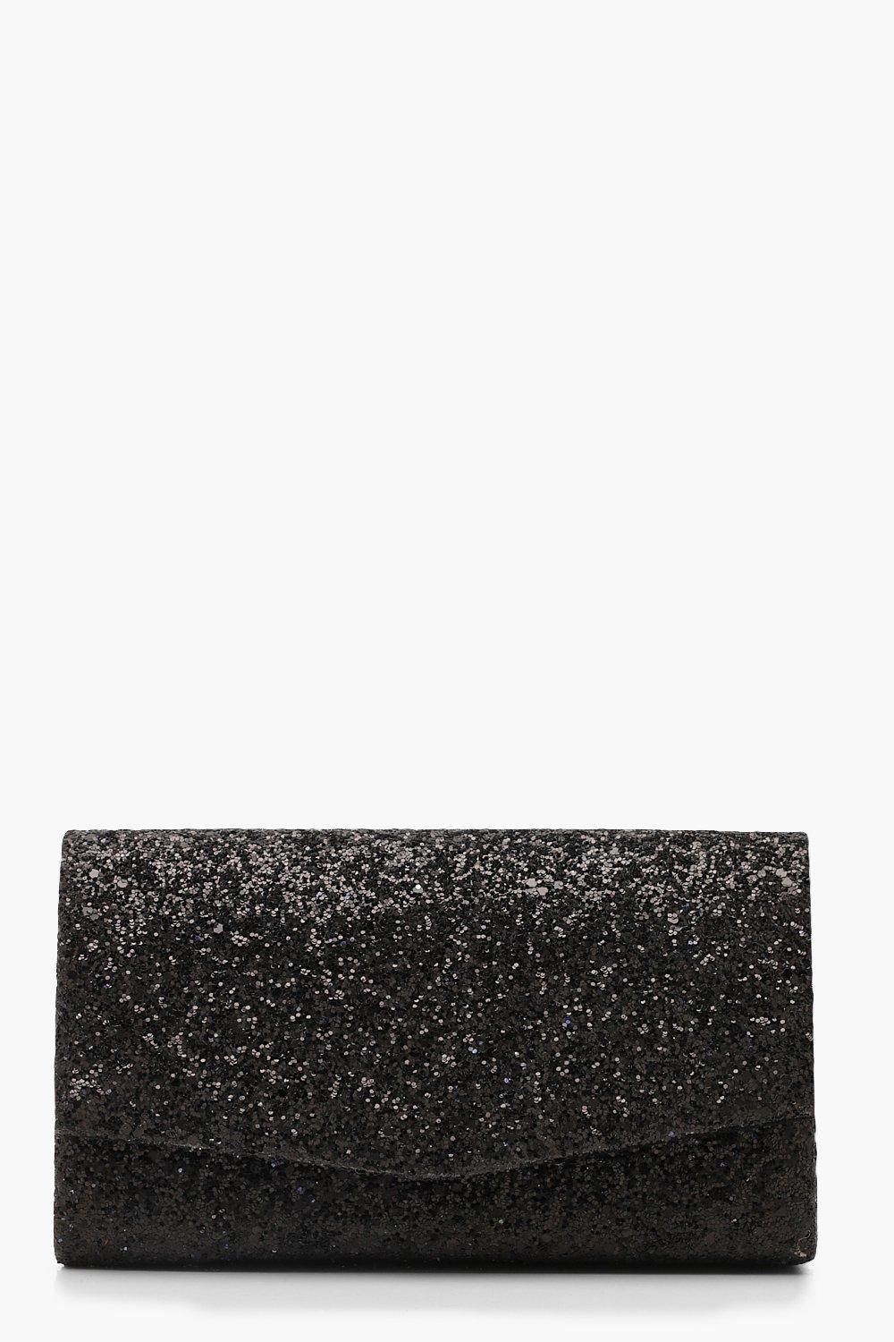 Click to view product details and reviews for Womens Chunky Glitter Structured Clutch Bag Black One Size Black.