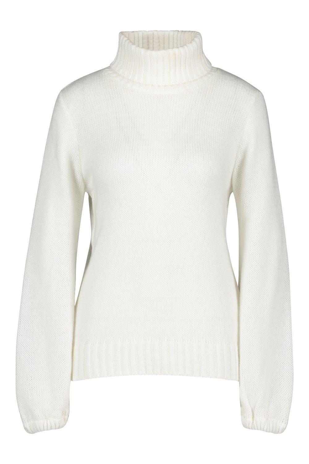 oversized white roll neck jumper