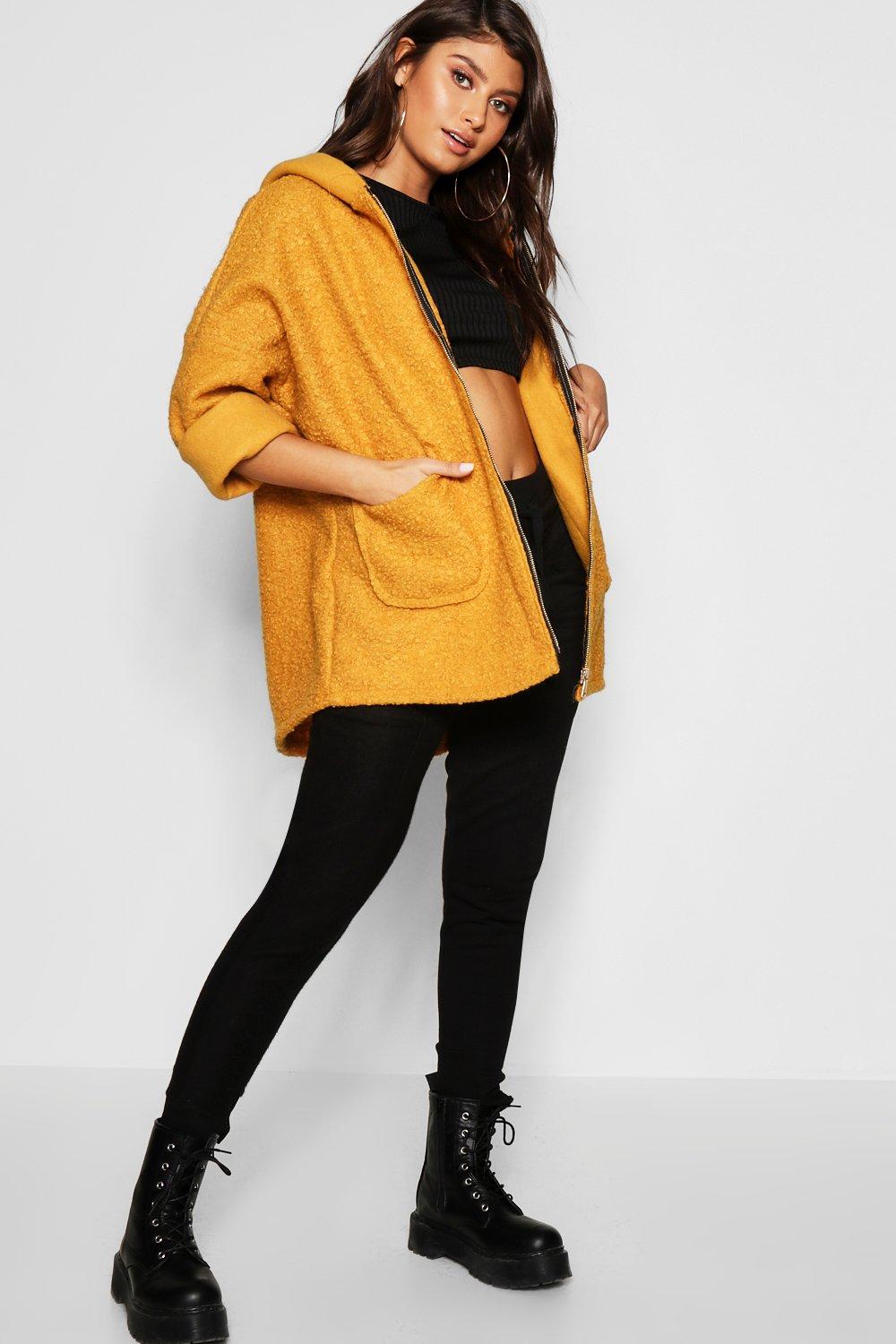 

Teddy Hooded Coat, Mustard