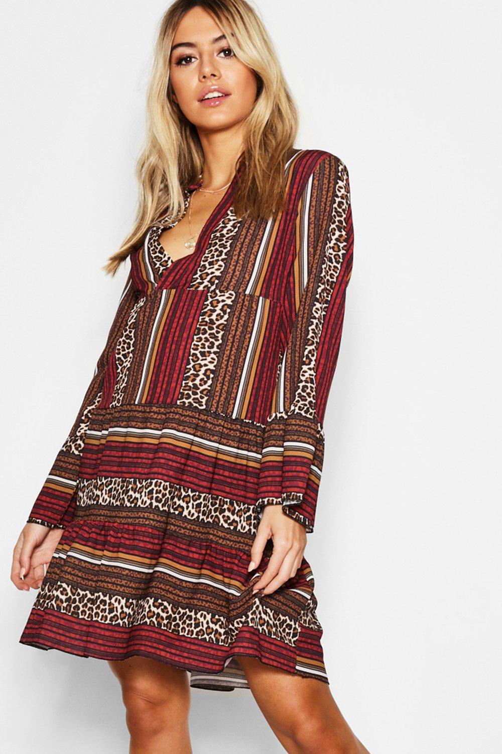 boohoo leopard stripe dress