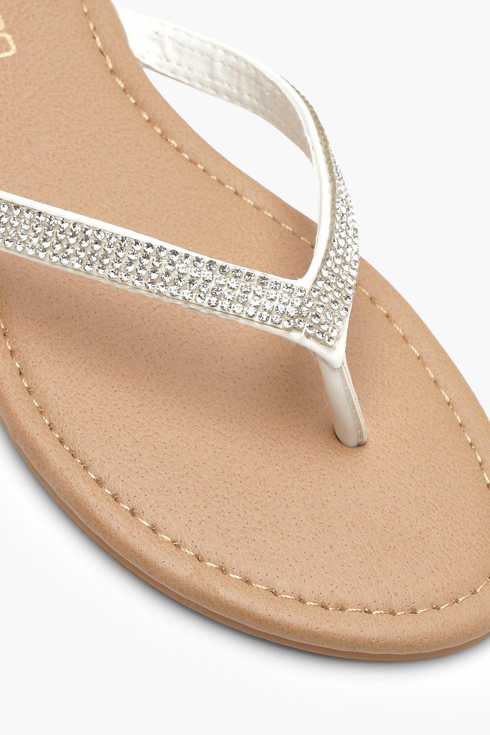 ladies diamante flip flops