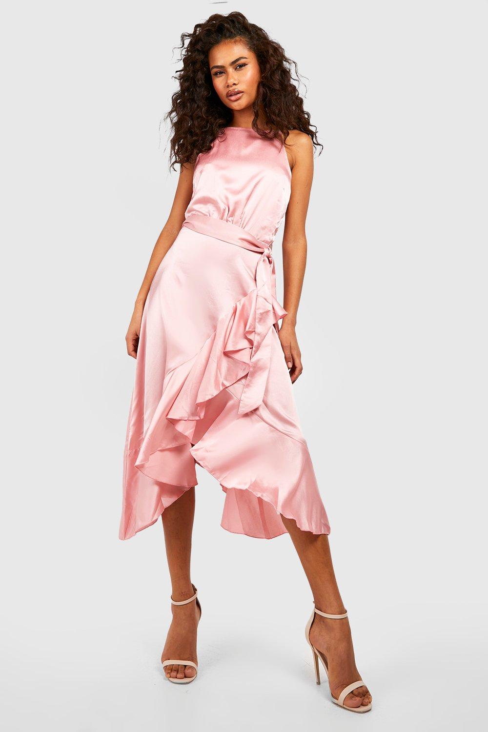 satin wrap midi