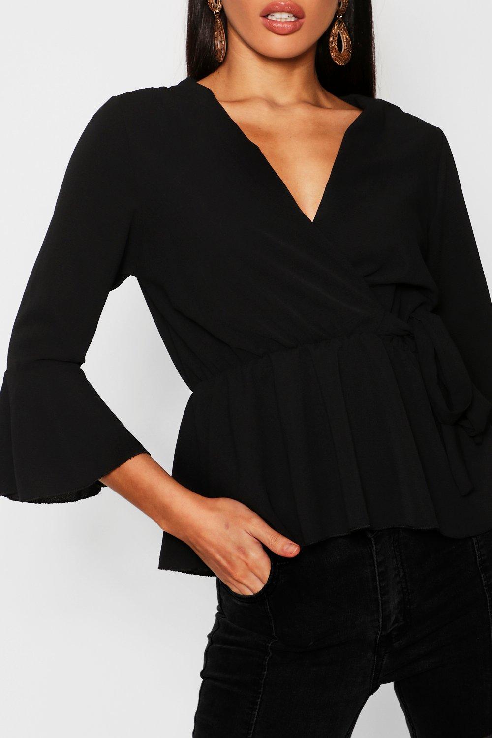 

Wrap Over Tie Blouse, Rust