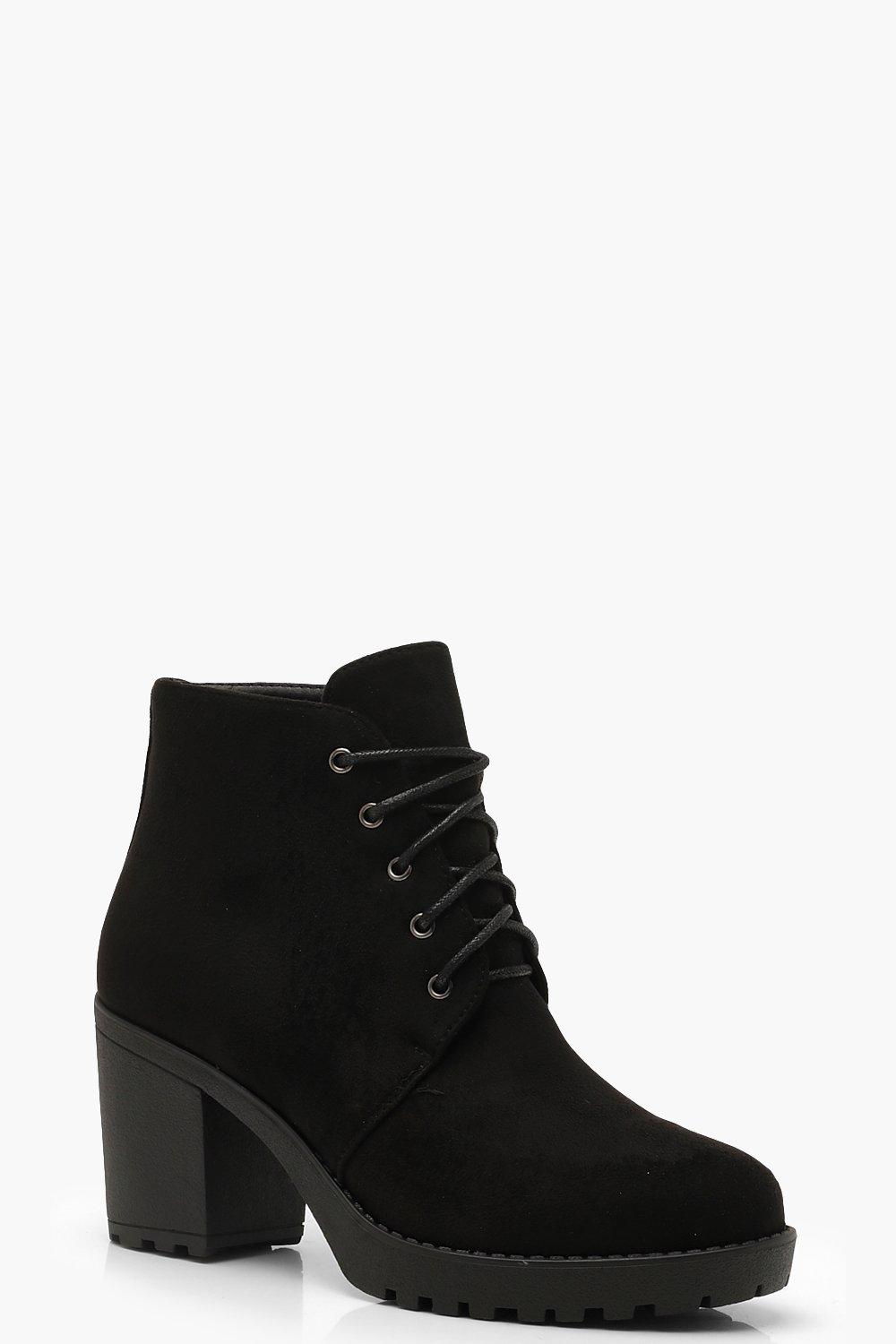 black chunky heel boots